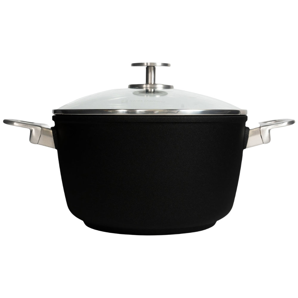 Swiss Diamond CXD Induction Deep Round Casserole With Glass Vented Lid 24x11cm 5.2L