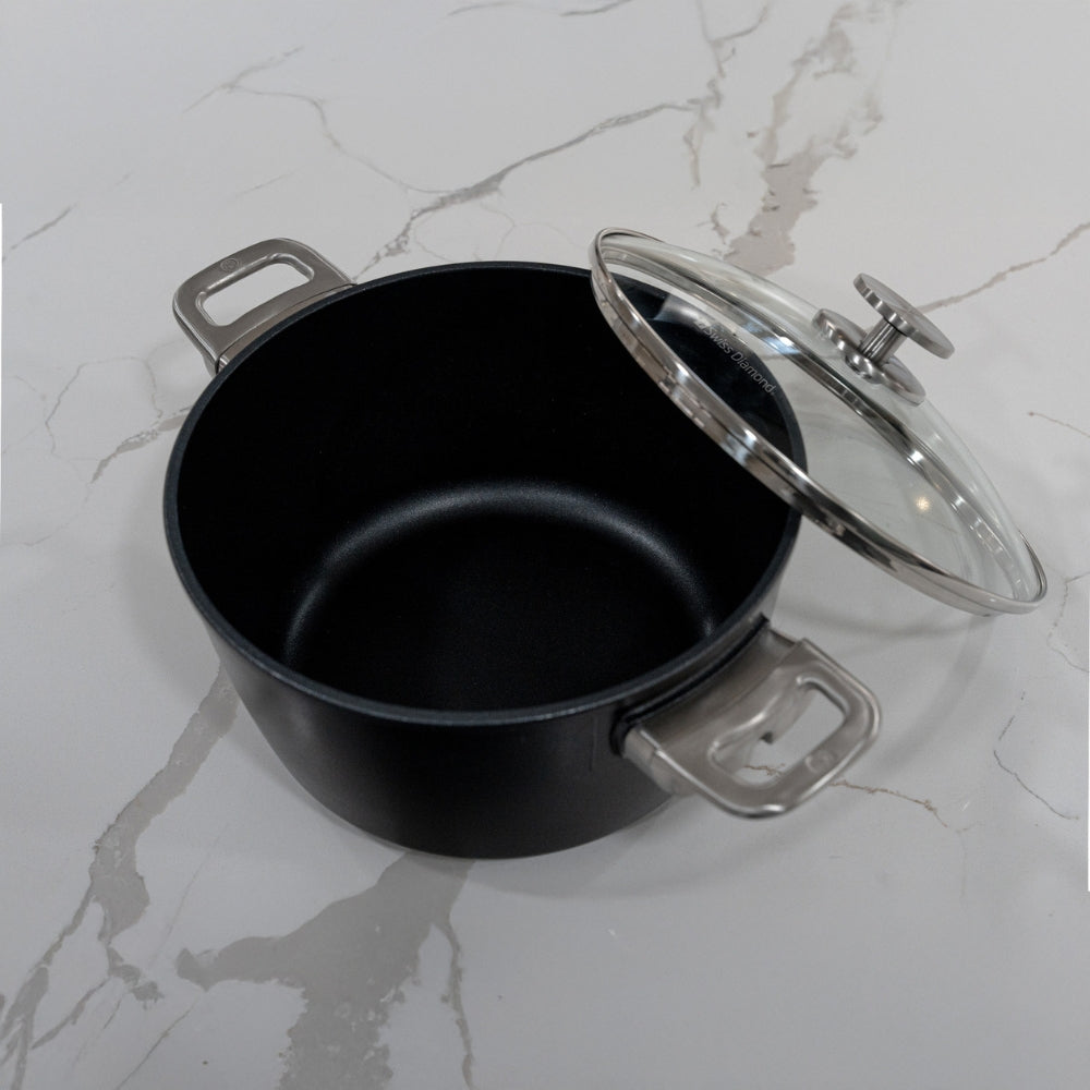 Swiss Diamond CXD Induction Deep Round Casserole With Glass Vented Lid 24x11cm 5.2L