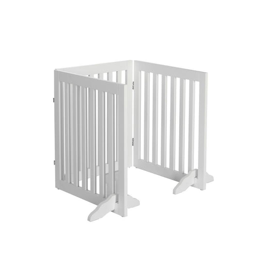 Charlie's Pet Durable Wooden 3 Panel Freestanding Pet Gate White