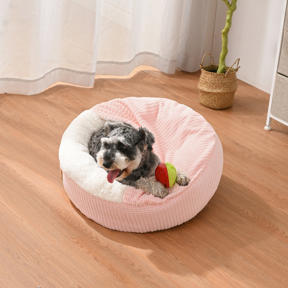 Charlie's Snookie Hooded Calming Dog Bed Pink