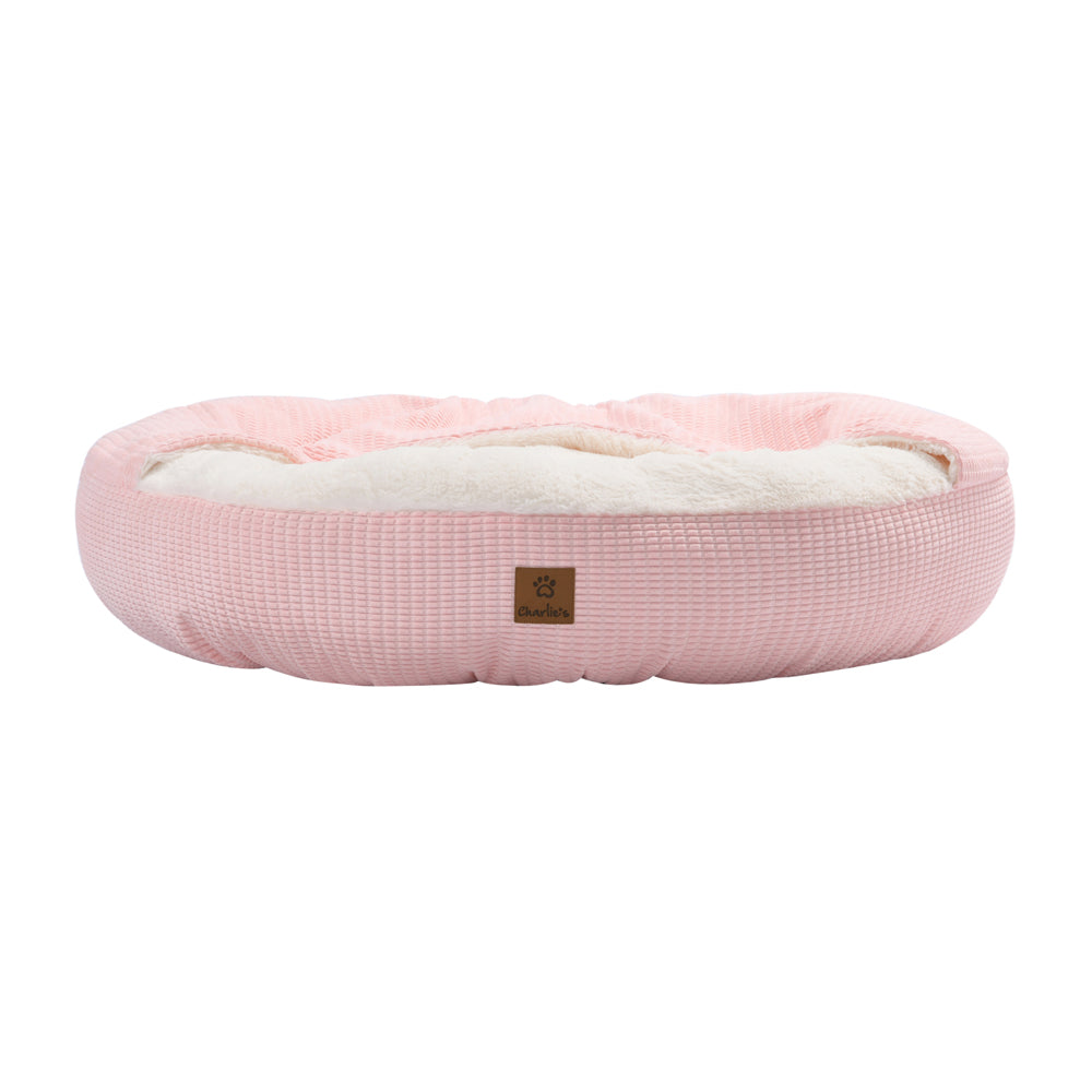 Charlie's Snookie Hooded Calming Dog Bed Pink