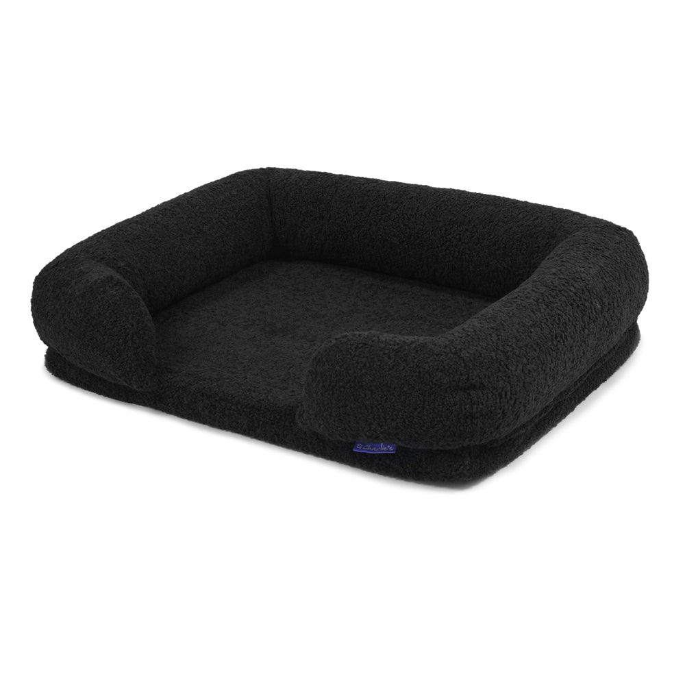 Charlie's Teddy Fleece Orthopedic Memory Foam Sofa Dog Bed with Bolster