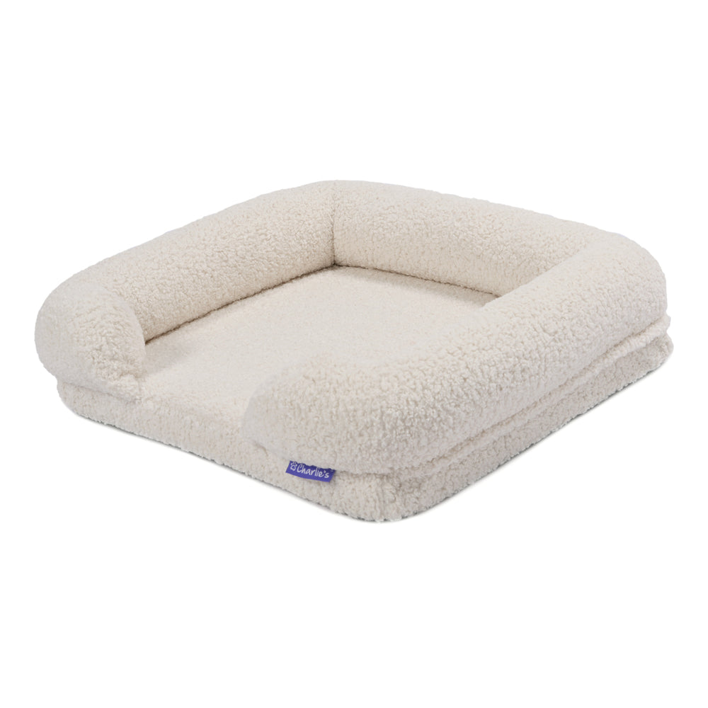 Charlie's Teddy Fleece Orthopedic Memory Foam Sofa Dog Bed with Bolster