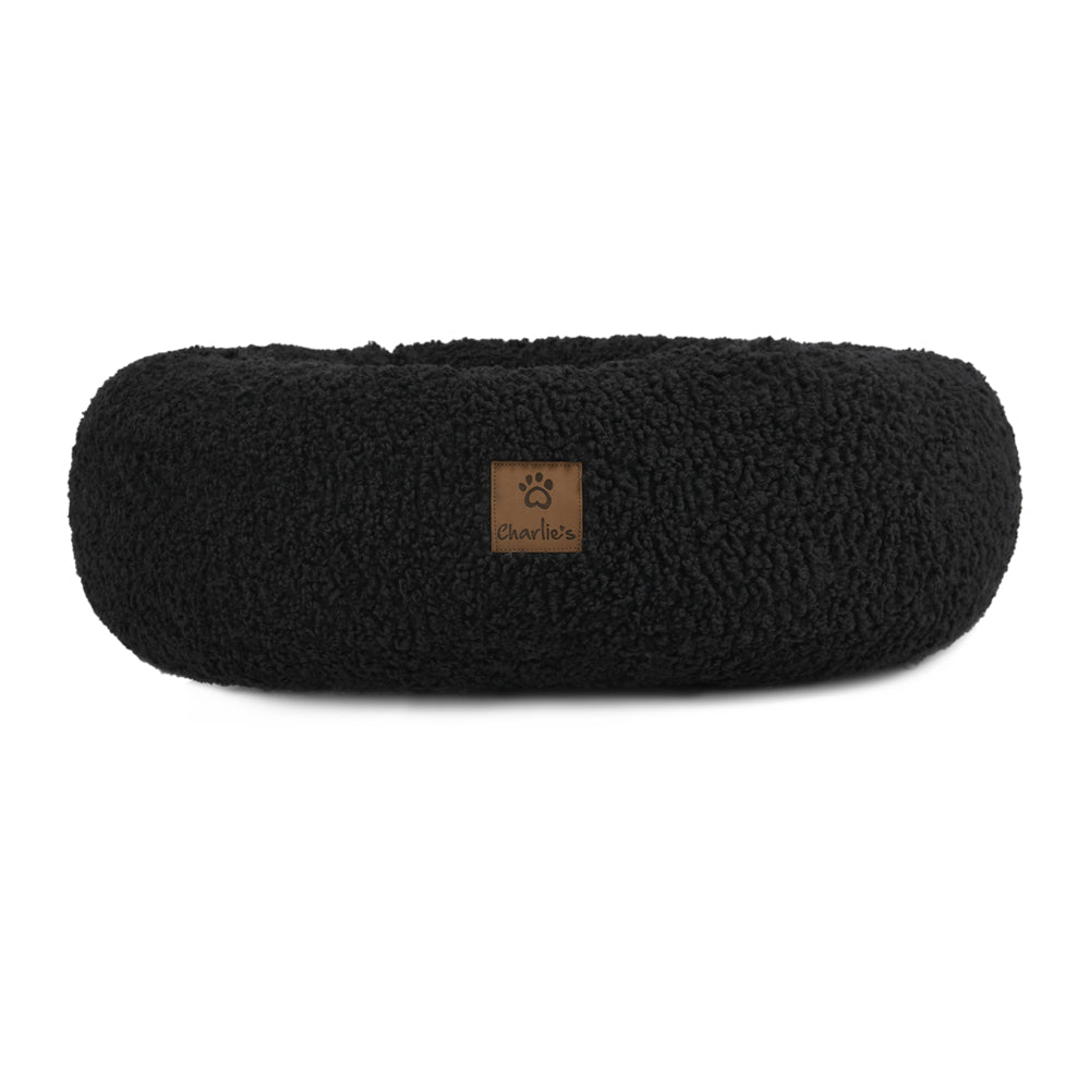 Charlie's Teddy Fleece Round Calming Dog Bed