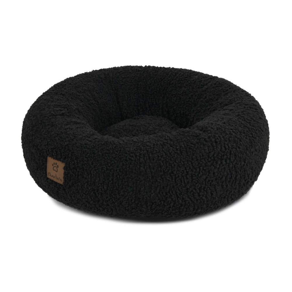 Charlie's Teddy Fleece Round Calming Dog Bed