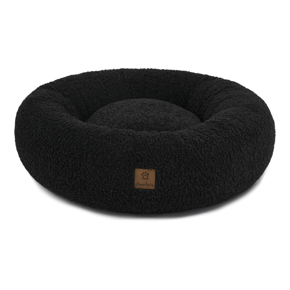 Charlie's Teddy Fleece Round Calming Dog Bed