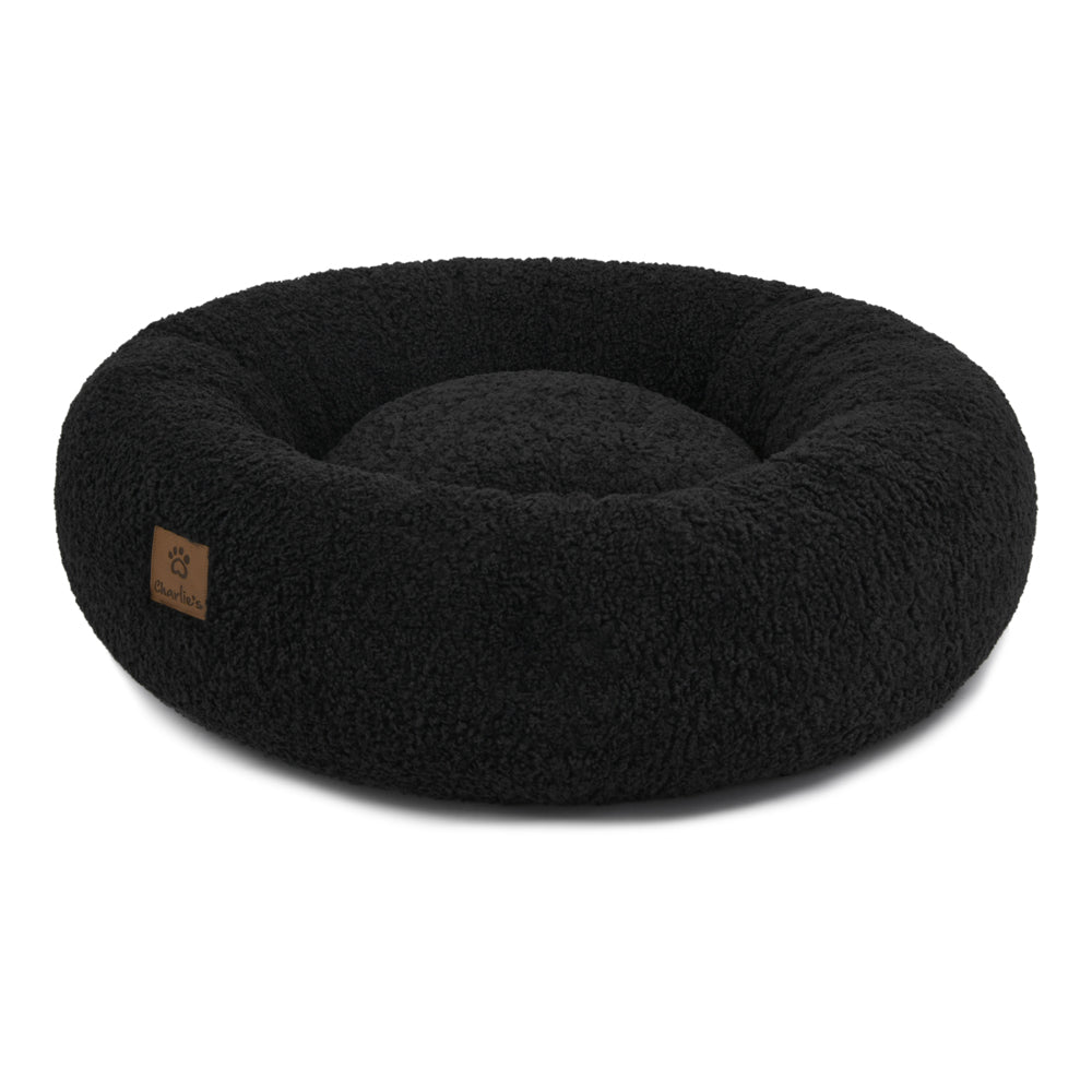 Charlie's Teddy Fleece Round Calming Dog Bed