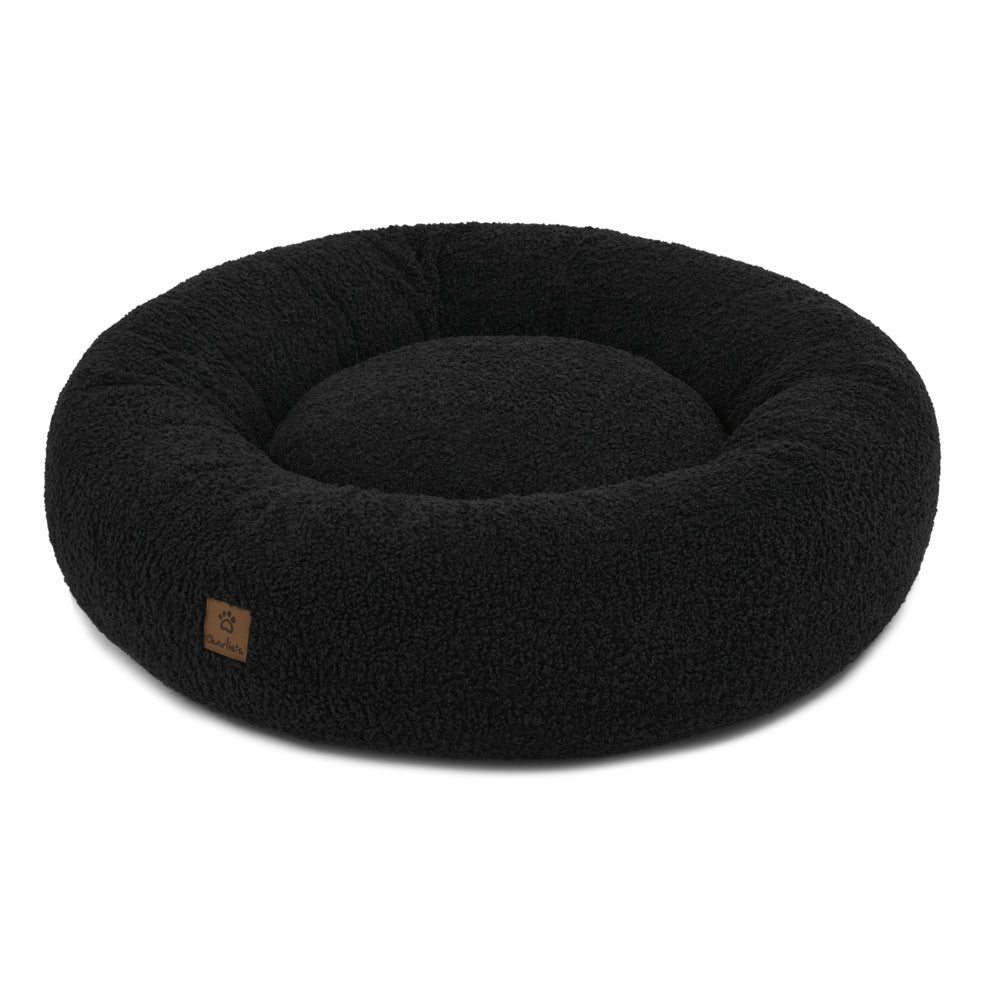 Charlie's Teddy Fleece Round Calming Dog Bed