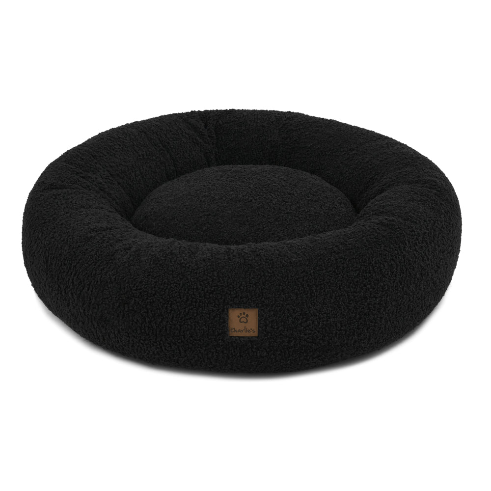 Charlie's Teddy Fleece Round Calming Dog Bed