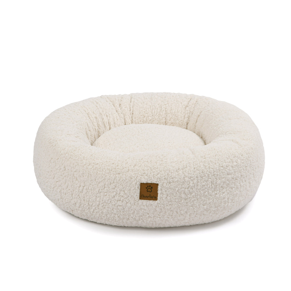 Charlie's Teddy Fleece Round Calming Dog Bed