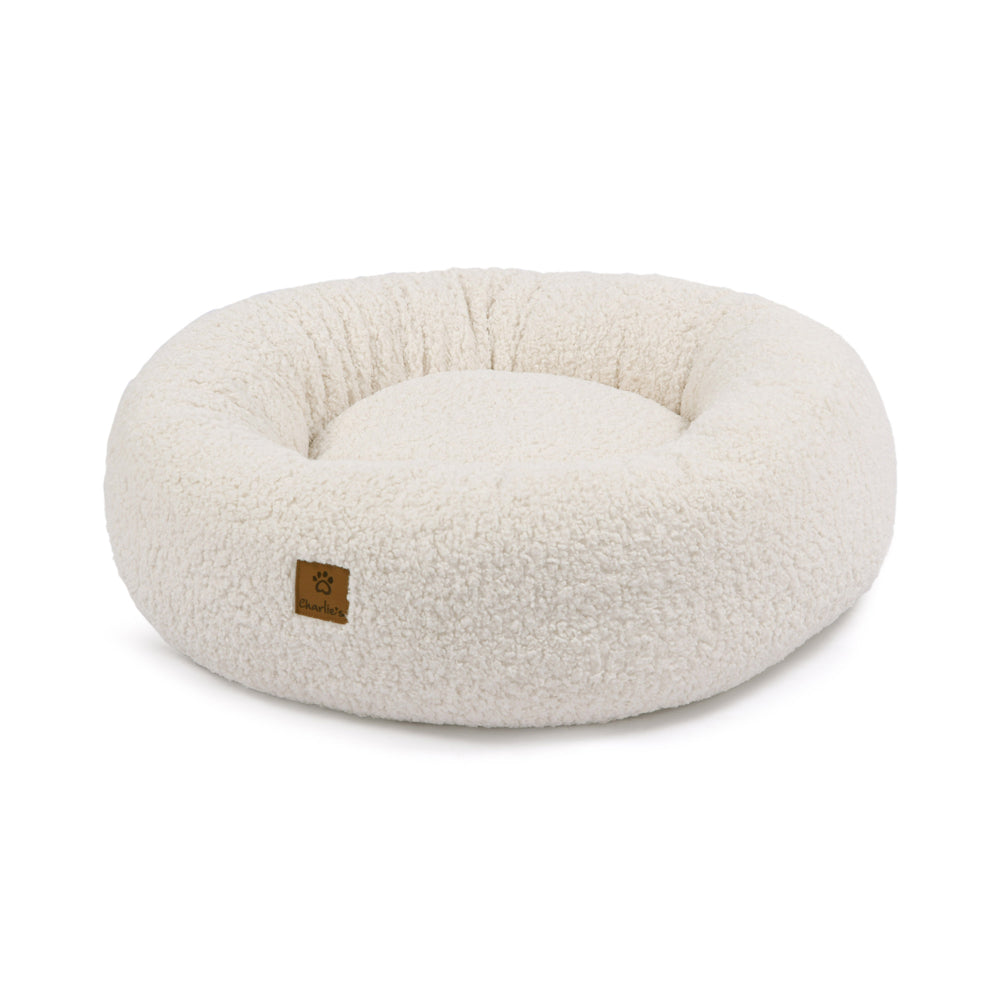 Charlie's Teddy Fleece Round Calming Dog Bed