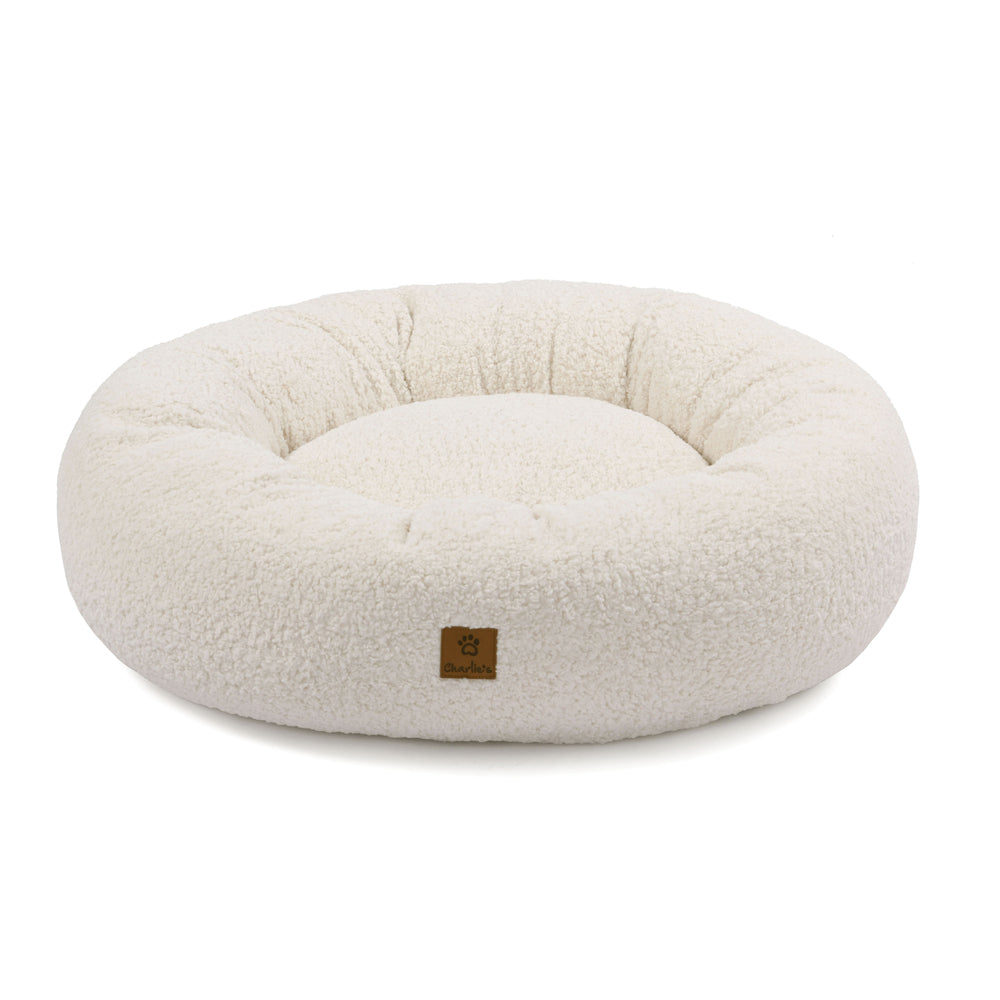 Charlie's Teddy Fleece Round Calming Dog Bed