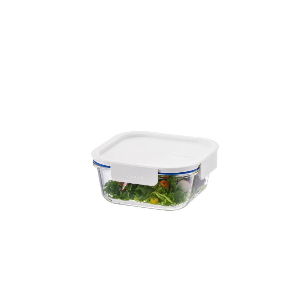 Locknlock Clear Glass White Square Container 750ml