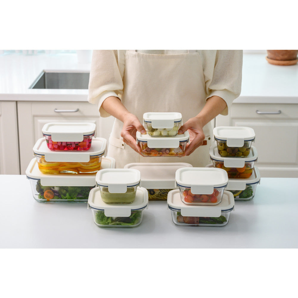 Locknlock Clear Glass White Square Container 750ml