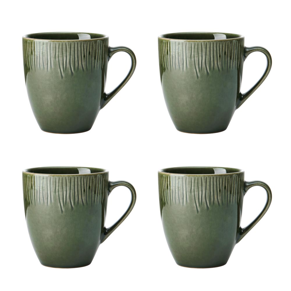 Mikasa Jardin 4 Piece Stoneware Mug Set 420ml Green