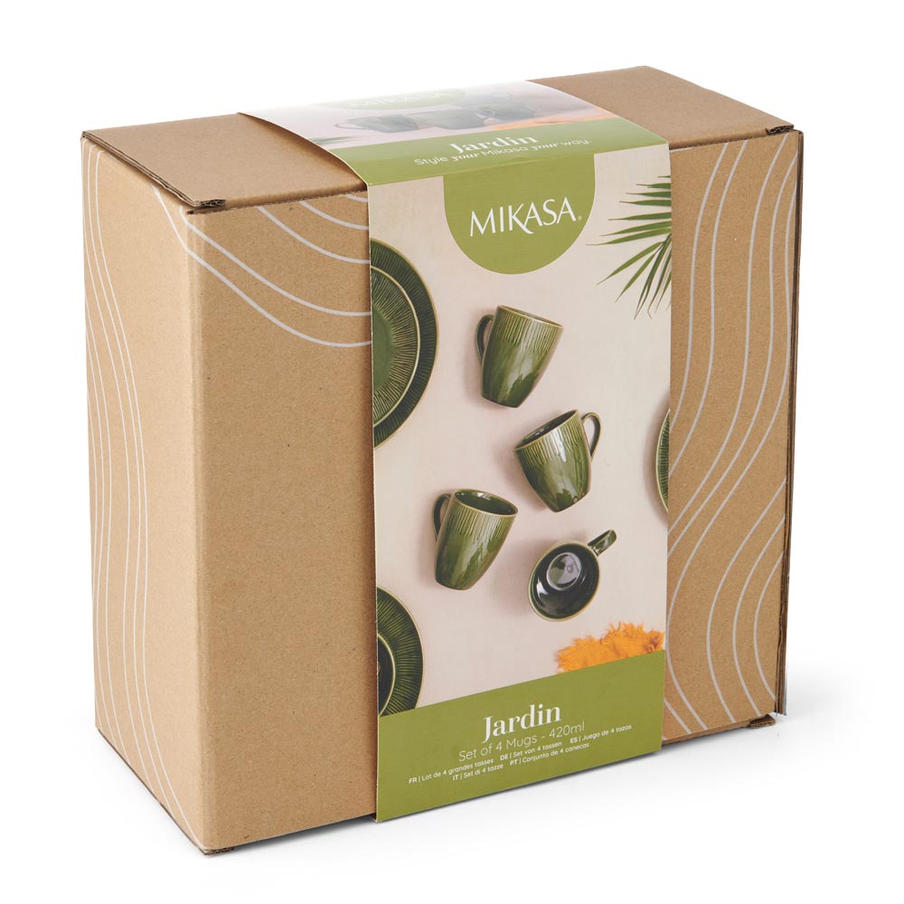 Mikasa Jardin 4 Piece Stoneware Mug Set 420ml Green