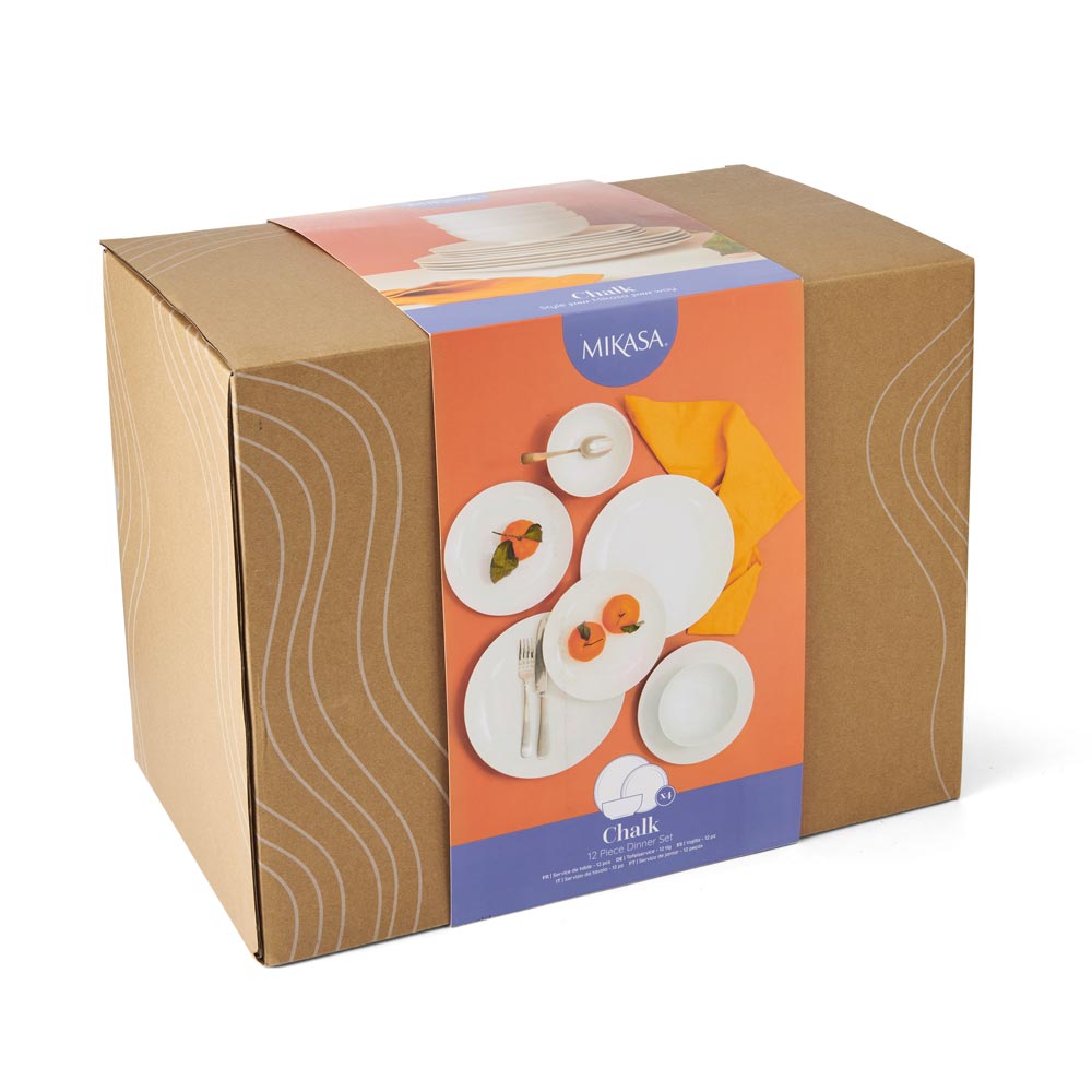 Mikasa Chalk 12 Piece Porcelain Dinner Set White