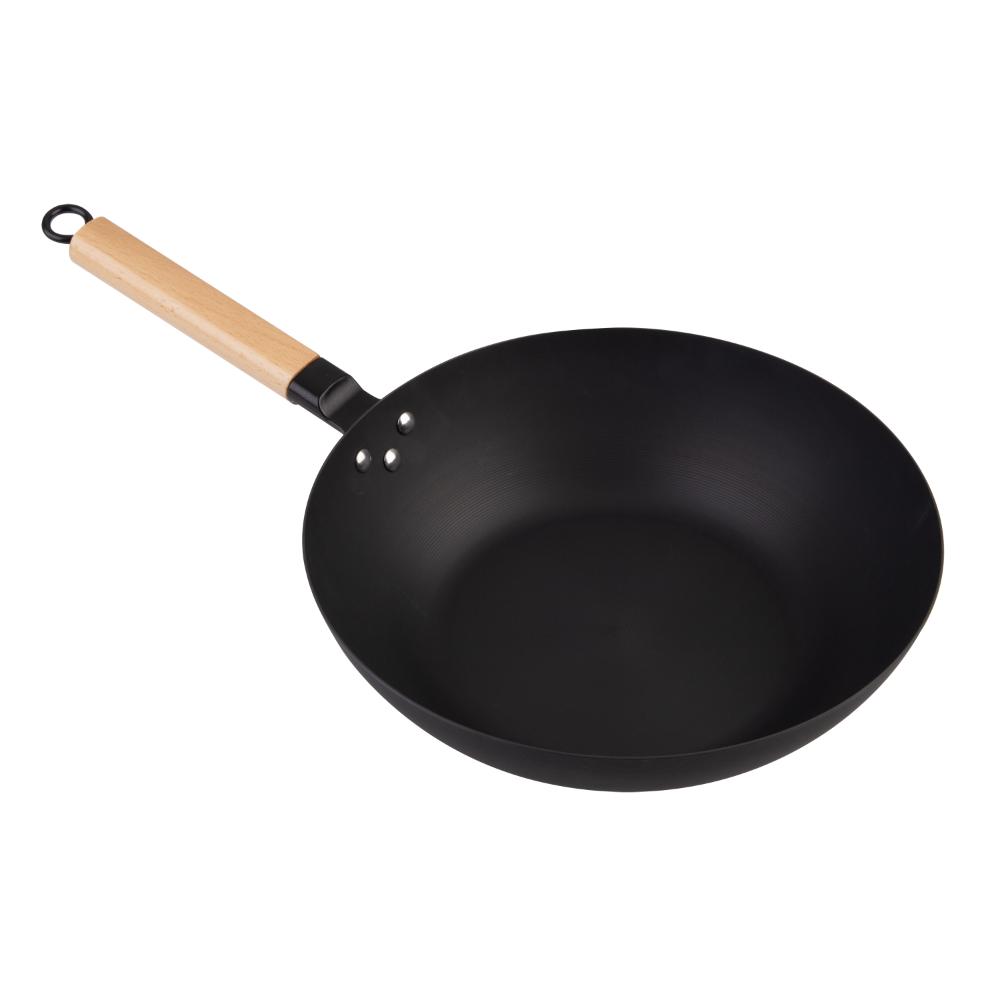 Dline Black Carbon Steel Pre-Seasoned Stir Fry Pan 30cm