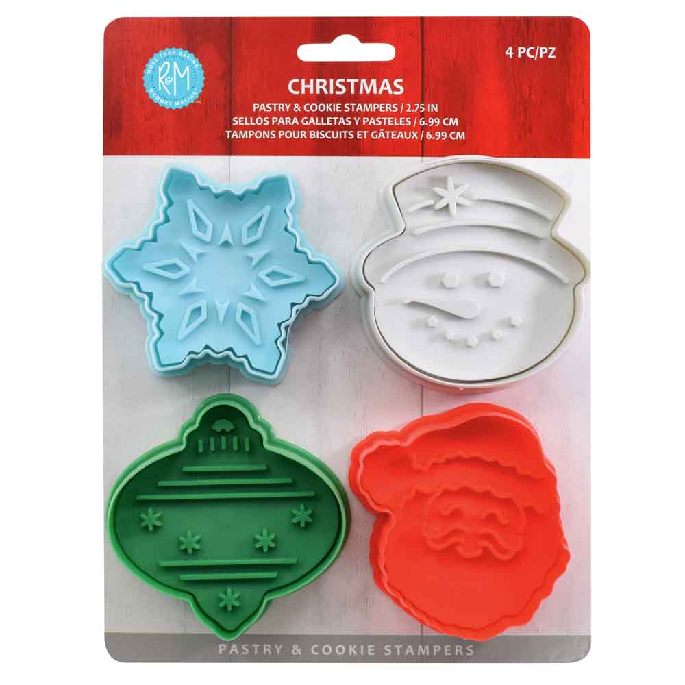 R&M Set of 4 Christmas 3D Cookie Stampers