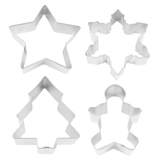 R&M Set of 4 Christmas Stainless Steel Cookie Cutters