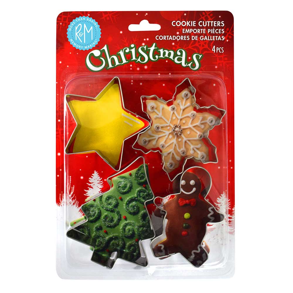 R&M Set of 4 Christmas Stainless Steel Cookie Cutters