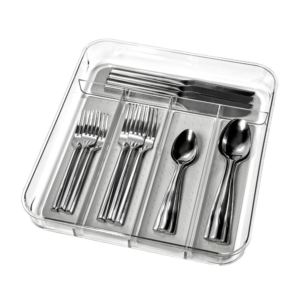 madesmart Clear Soft Grip 5 Compartment Cutlery Tray