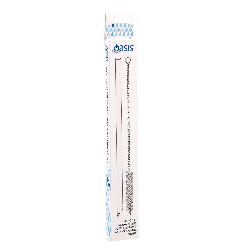 Oasis Moda Set of 4 Drink Bottle Straws with Cleaning Brush