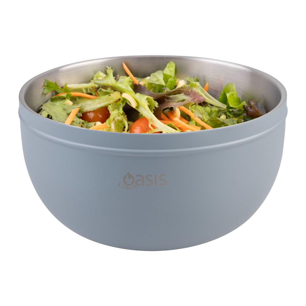 Oasis Stainless Steel Double Wall Salad Bowl with Lid 2.8L