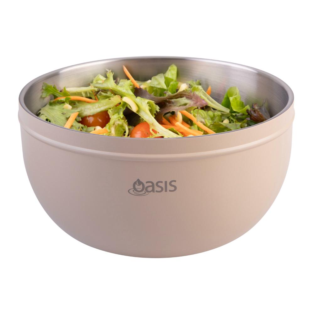 Oasis Stainless Steel Double Wall Salad Bowl with Lid 2.8L