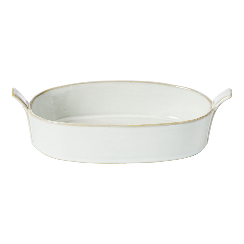 The Ecology Fieldstone quartz serving platter featuring a bowl type design with side handles for convenient serving.