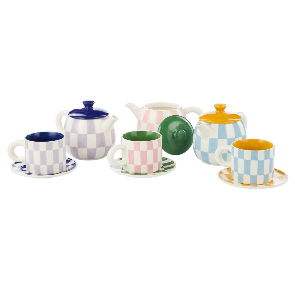 Emporium Check Collection - Check teapots with matching mug & plate sets at House