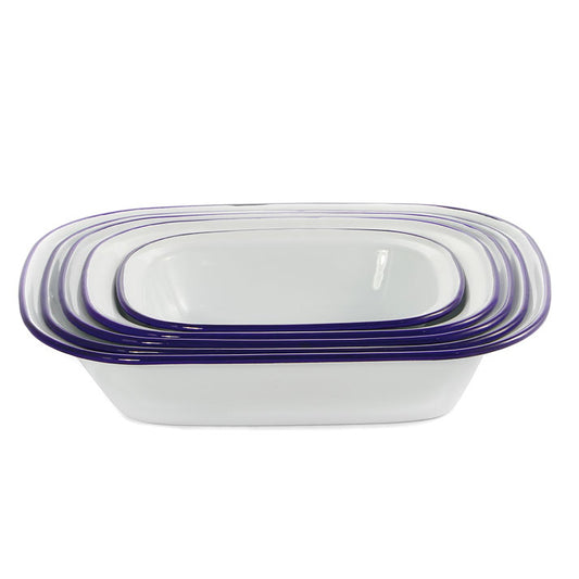 Falcon 5 Piece Oblong Pie Dish Set White & Blue