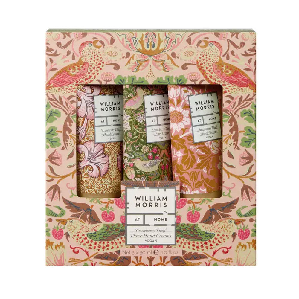 Heathcote & Ivory William Morris at Home The Voyager Strawberry Thief Hand Cream Trio