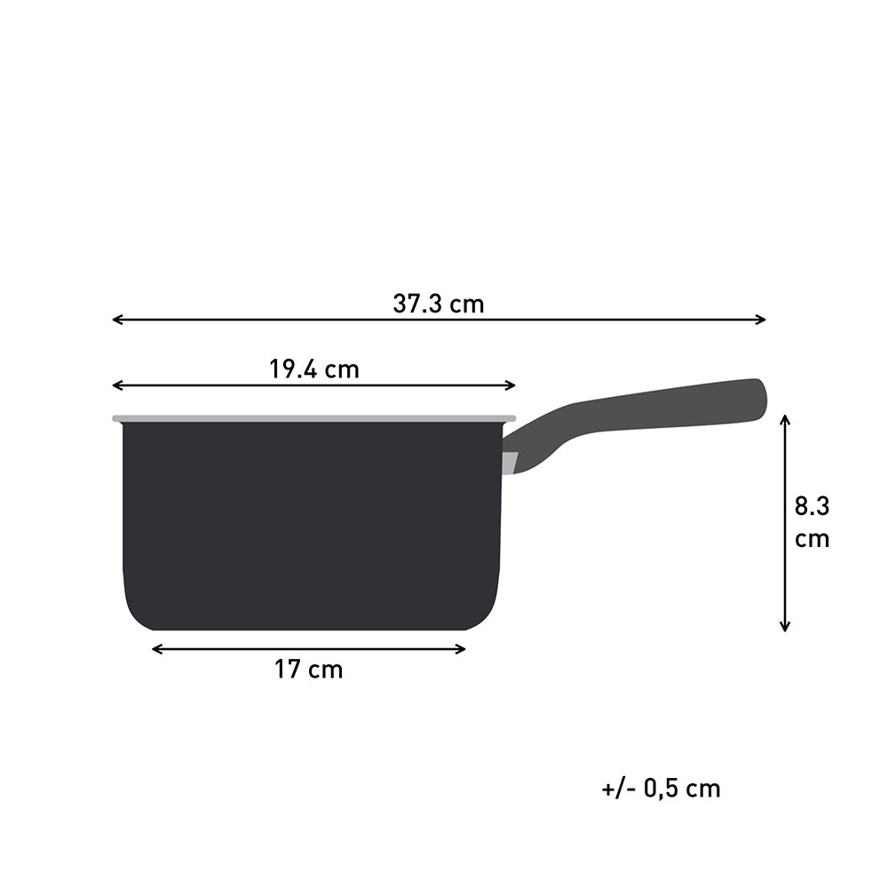 Tefal Revive Ceramic Induction Non-Stick Saucepan 18cm measurements infographic at House