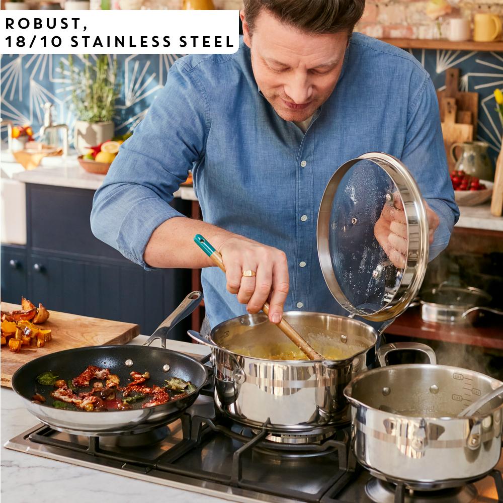Jamie Oliver cooking with stainless steel cookware - House