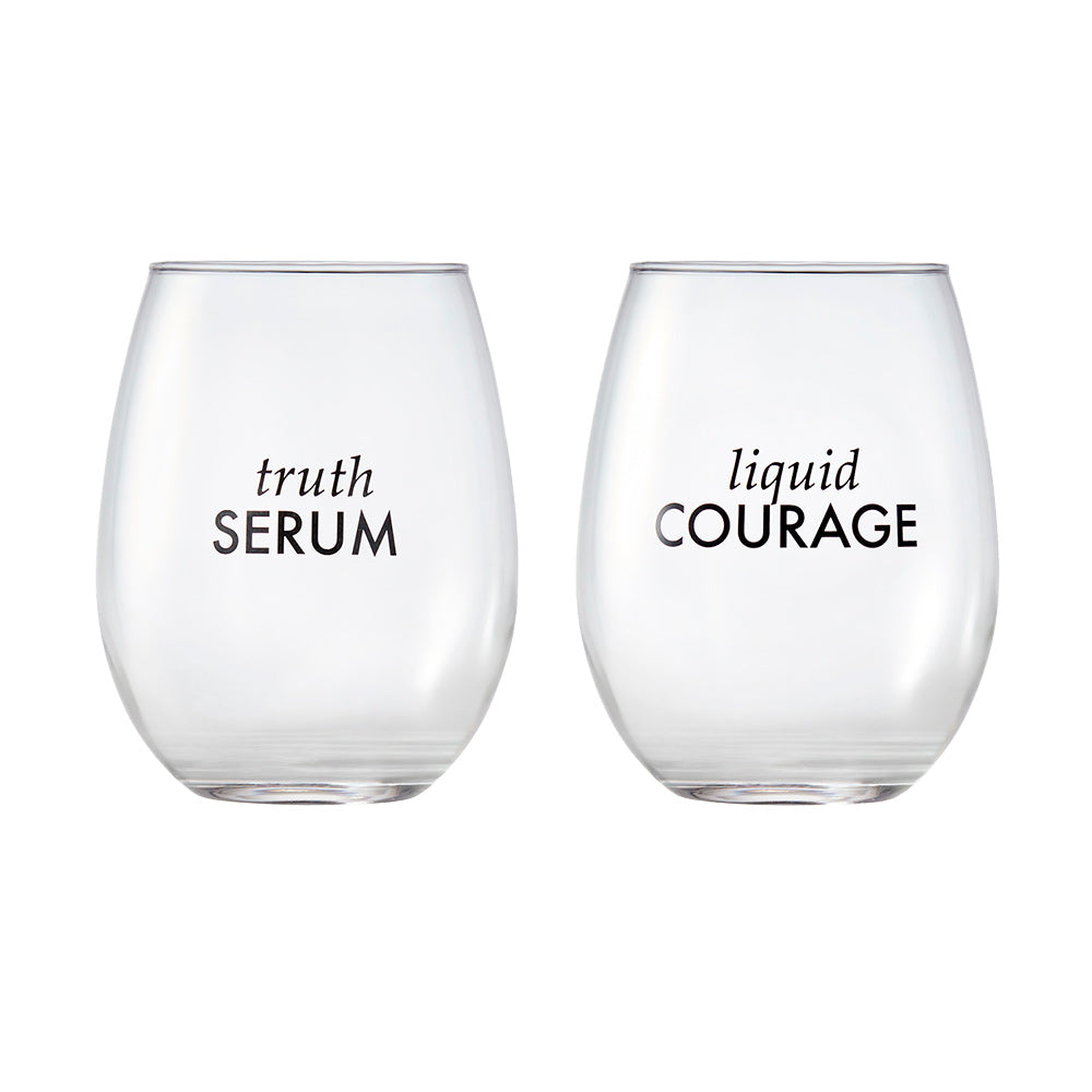 Cellar Celebration Set of 2 Stemless Glasses 500ml Liquid Courage and Truth Serum