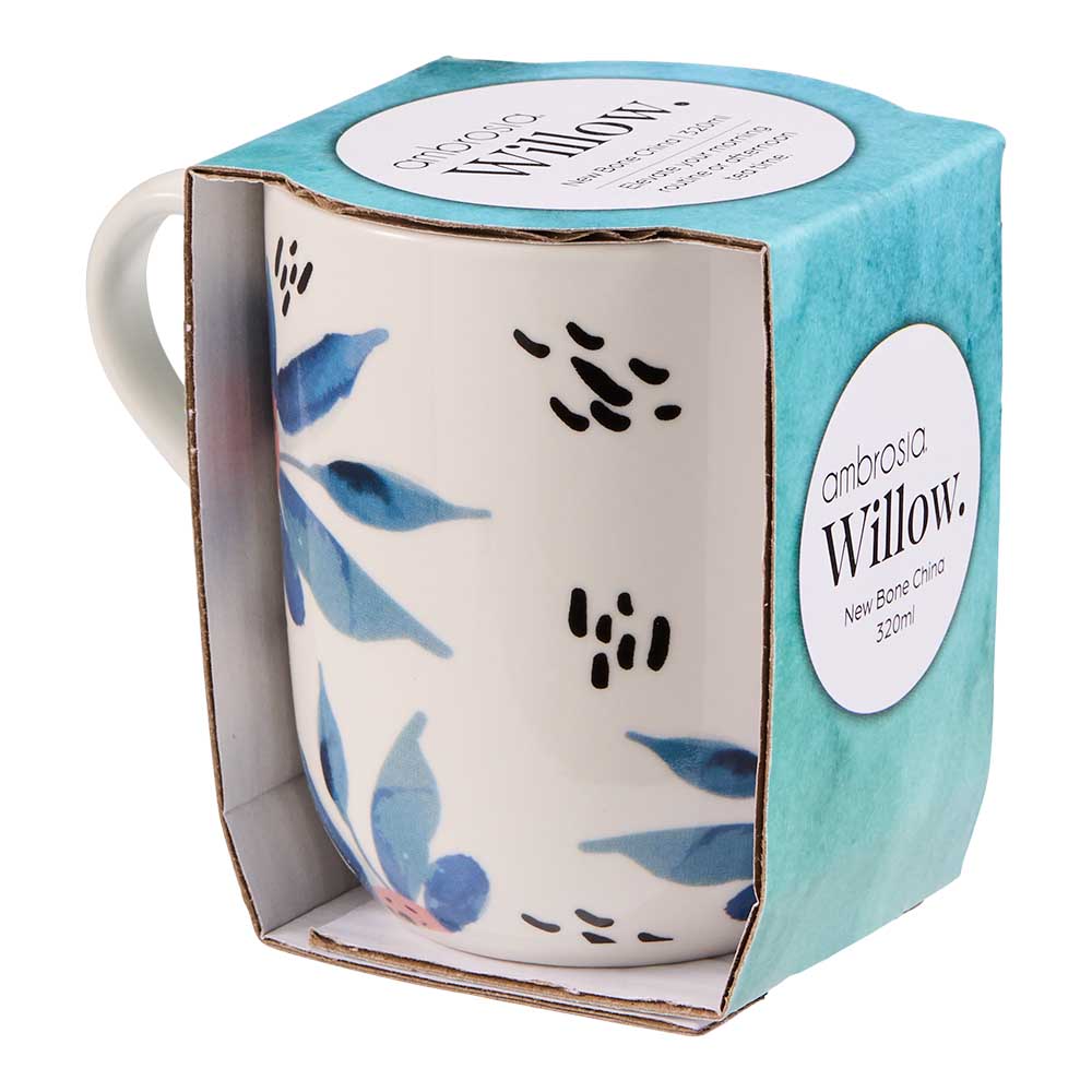 Ambrosia Willow Mug 320ml Teal Floral at House