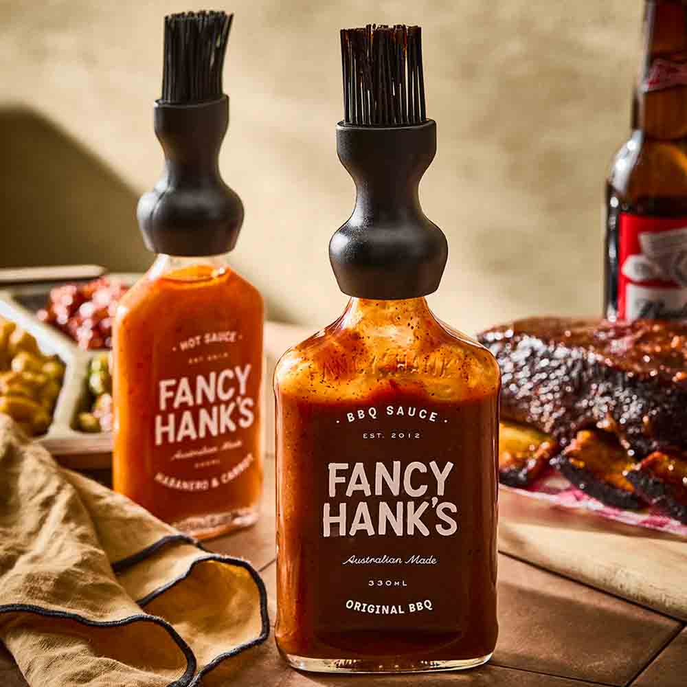 basting bottle cap brushes attached to sauce bottle - House