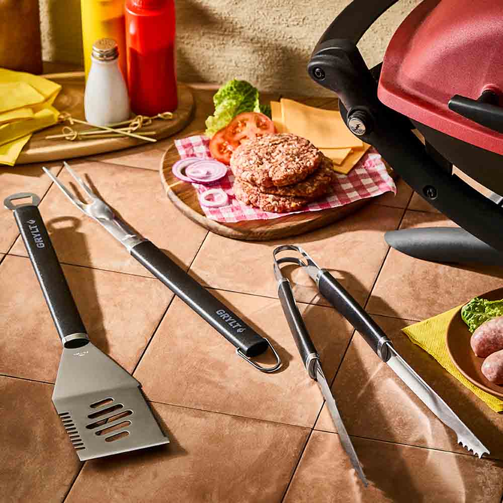 long handled BBQ tongs, BBQ fork, and BBQ turner - House