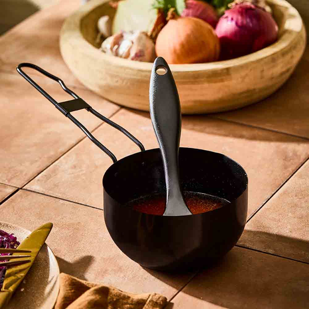 marinade in steel suace pot with basting brush - House