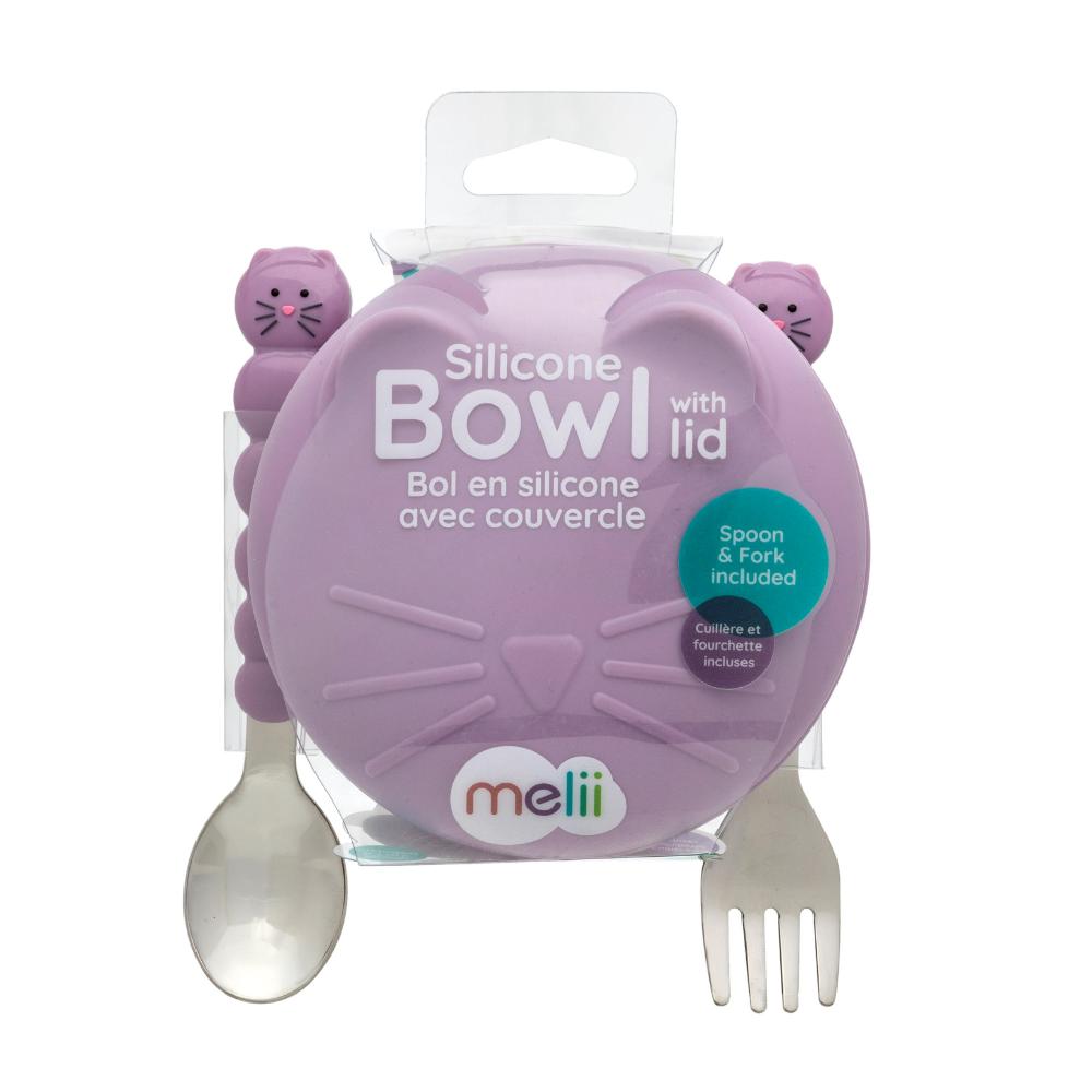 Melii Silicone Animal Bowls With Lid And Utensils - House