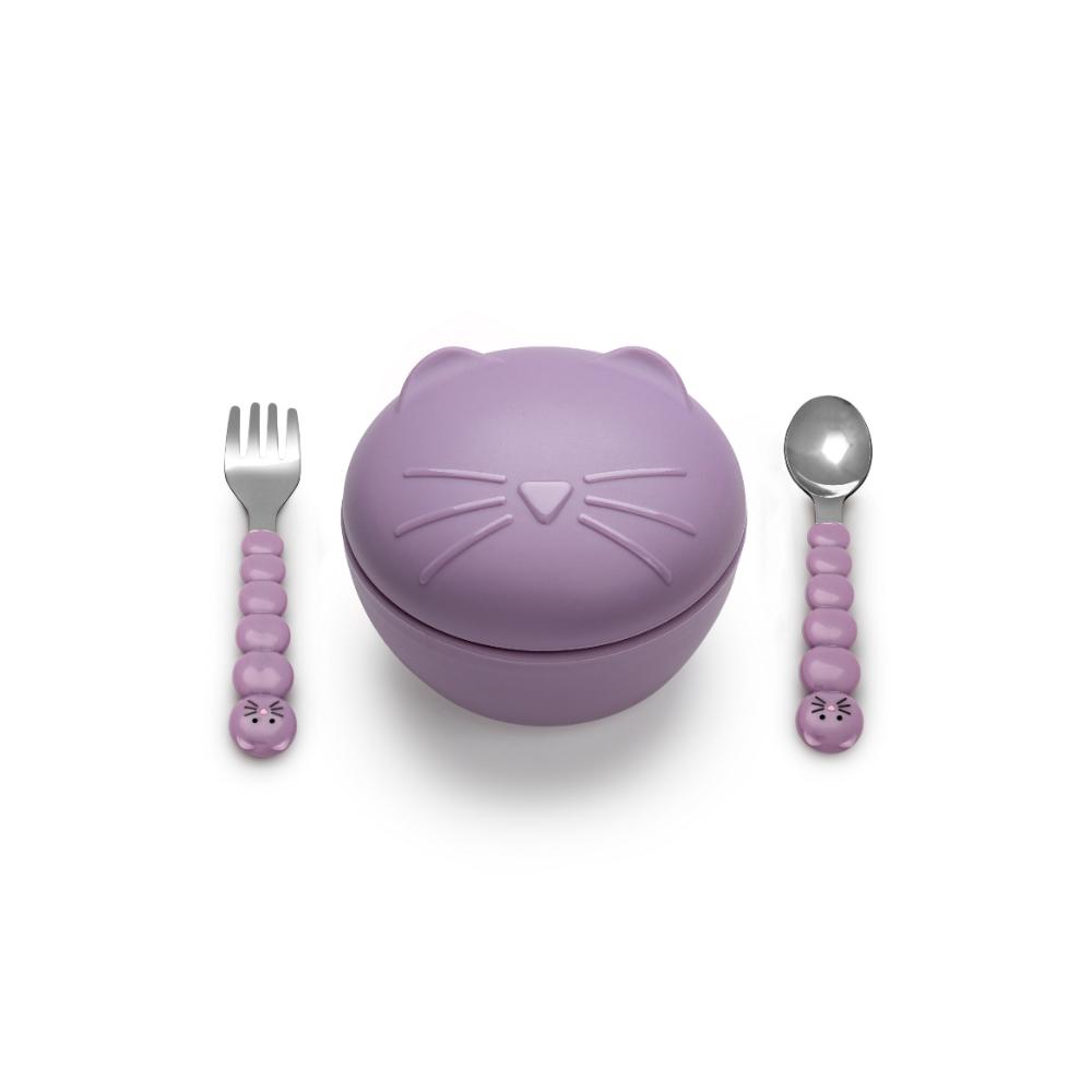 Melii Silicone Animal Bowls With Lid And Utensils - House