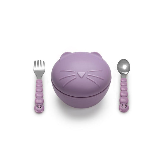 Melii Silicone Animal Bowls With Lid And Utensils - House