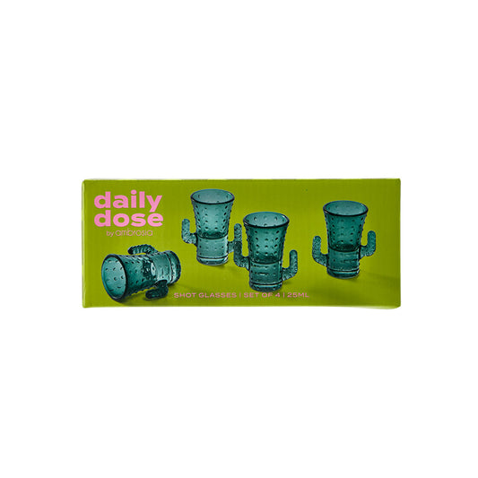 Daily Dose by Ambrosia Set of 4 Cactus Shot Glasses