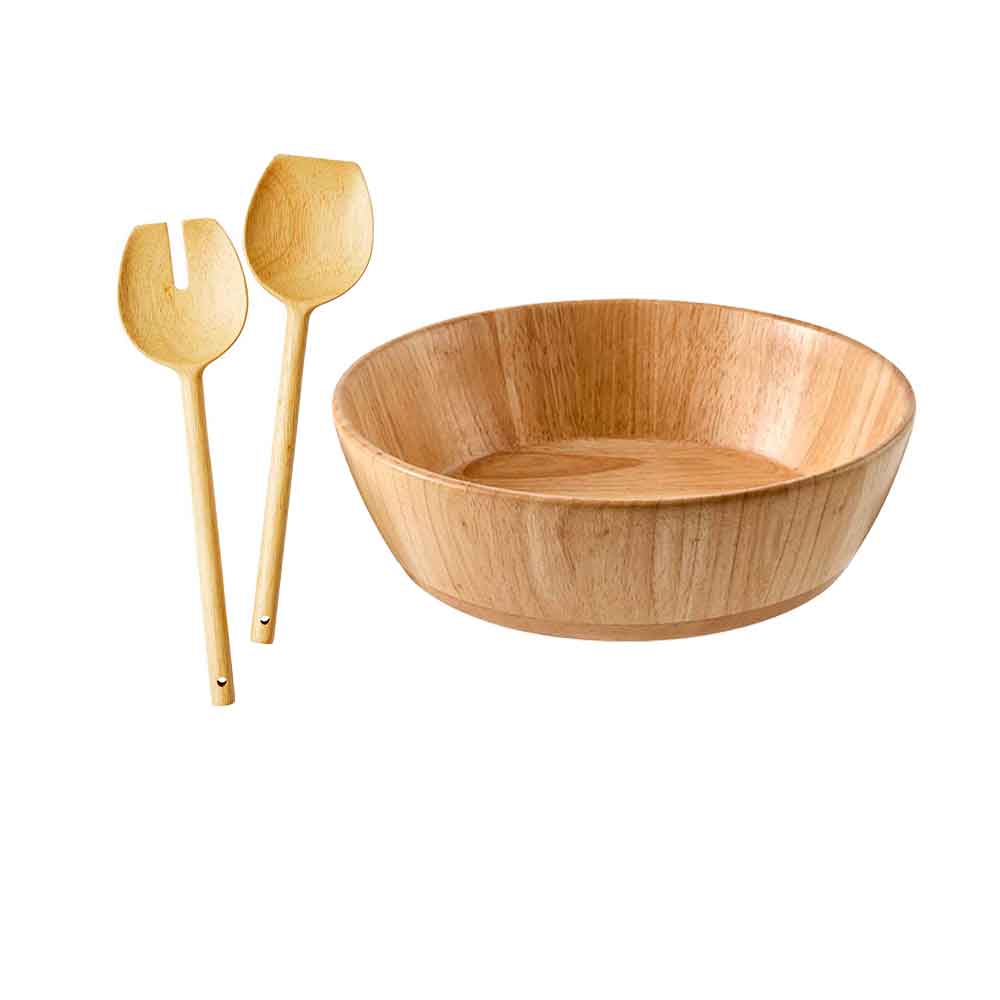 Ambrosia Kove Wooden Salad Bowl and Servers Set