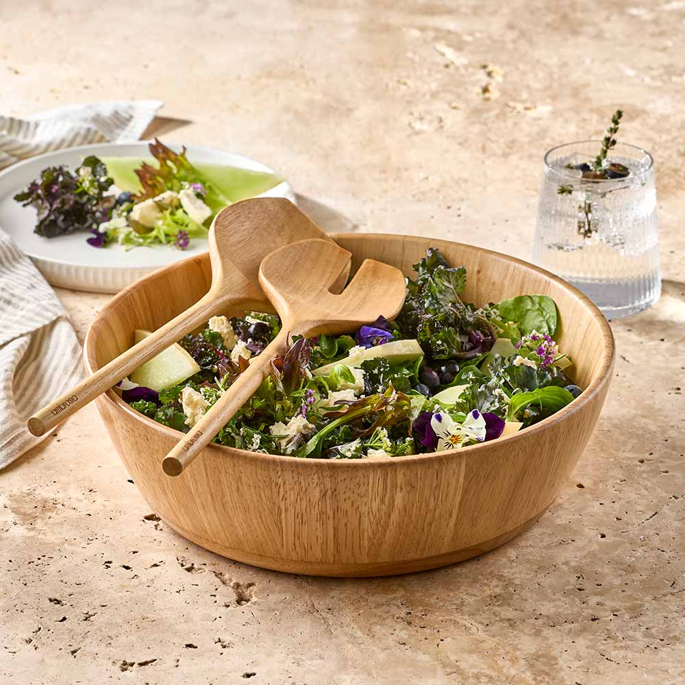 Ambrosia Kove Wooden Salad Bowl and Servers Set