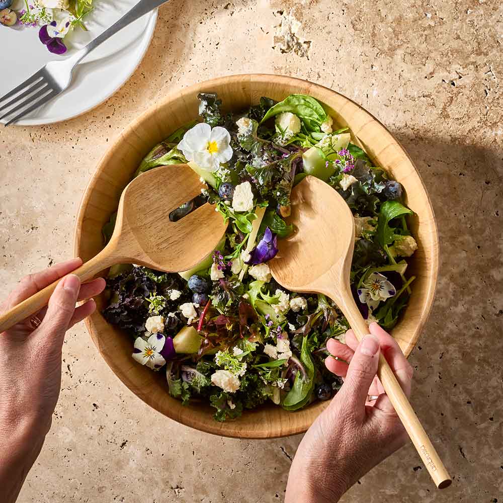 Ambrosia Kove Wooden Salad Bowl and Servers Set
