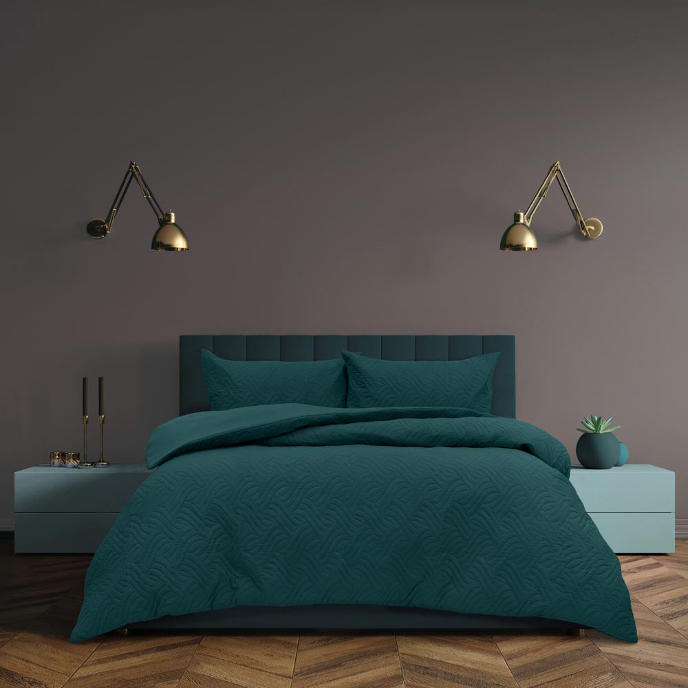 Ardor Boudoir Asher Quilt Cover Set Green at House