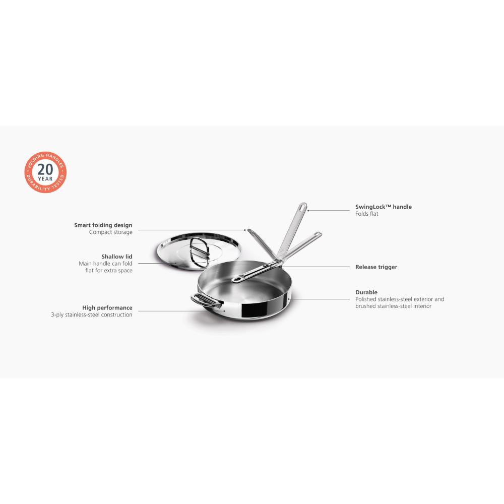 Joseph Joseph Space Steel Stainless Steel Saute Pan with Lid 28cm