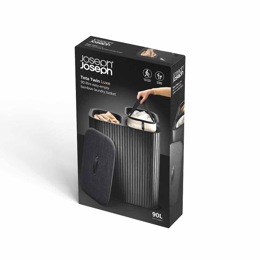Joseph Joseph Tota Twin Luxe 90L Easy-Empty Bamboo Laundry Basket at House